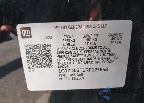 2024 Chevrolet Malibu Fwd 1Lt z USA, uszkodzony, nr VIN 1G1ZD5ST1RF127858